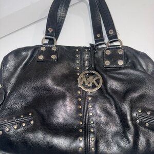 Vintage Michael Kors Black Leather Studded Hand Bag